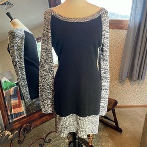 Maurices Sweater Dress Size L. Black with Gray Knit Details on Hem & Sleeves.